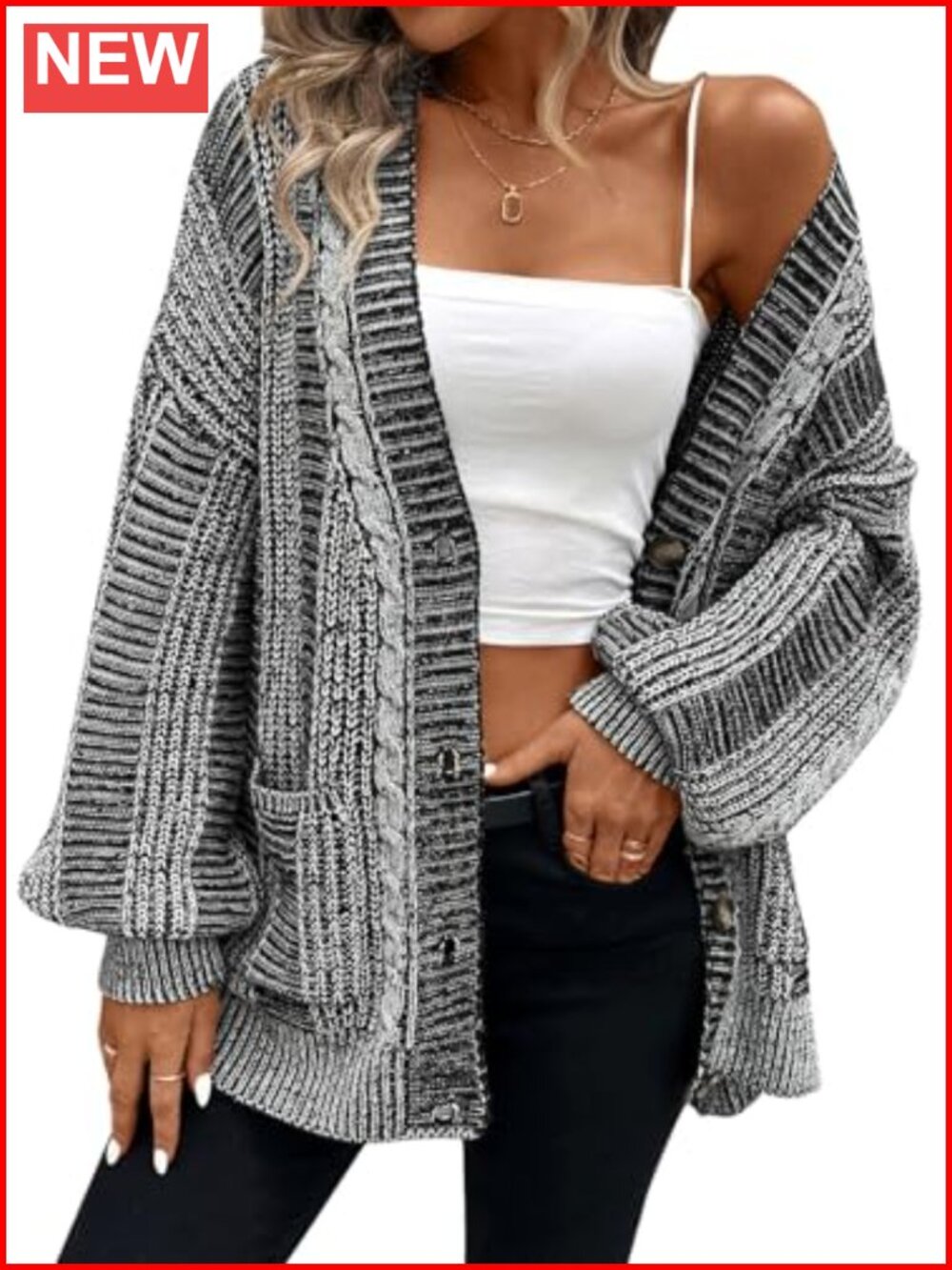 Oversized Cable Knit Open Front Cardigan Sweater Chunky Knit Coat